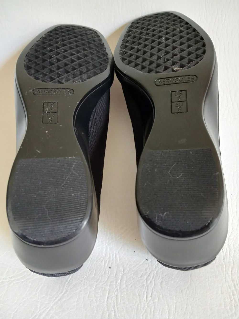 AEROSOLES Black Slip-On Wedge Loafers Microfabric Sz8M